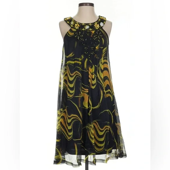 Sue Wong Dresses | Nwt Sue Wong Nocturne Silk Beaded Halter Dress New | Color: Black/Yellow | Size: 0 | Curlyswurly15'S Closet